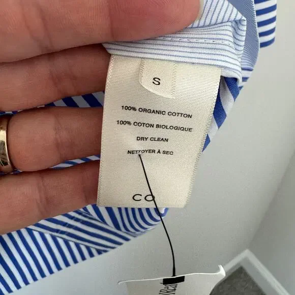 CO Essentials Blue & White Striped Cotton Poplin Shirt NEW Size Small - Picture 6 of 14